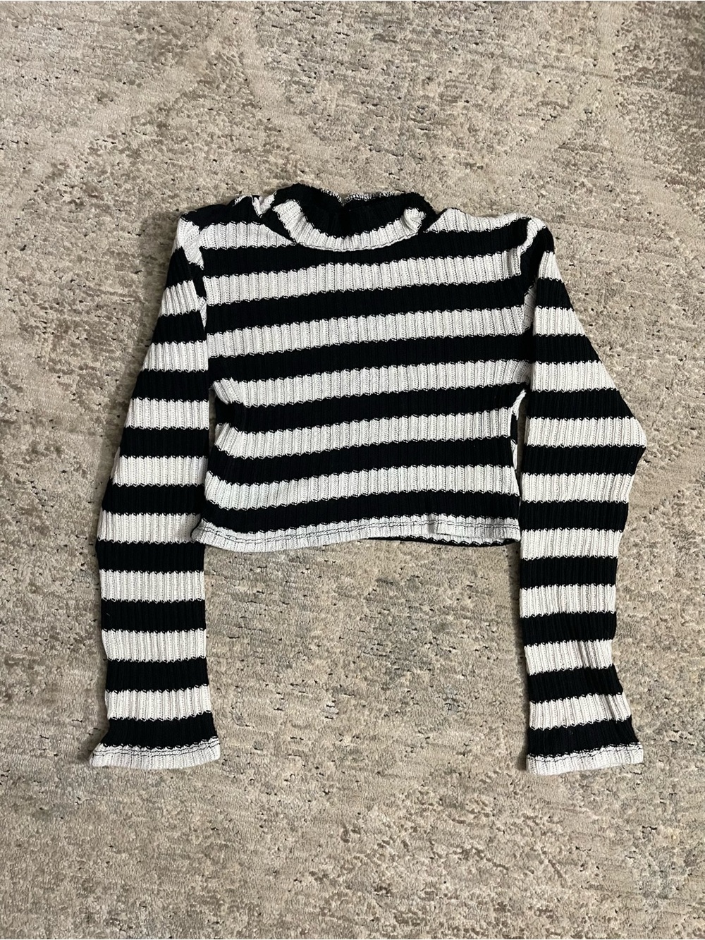 Zara Striped Black & White Ribbed Crop Top - Women's